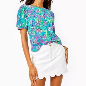 Lily Pulitzer White Scalloped Edge Skirt